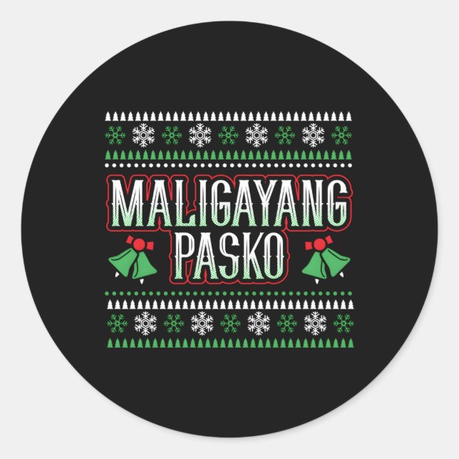 Maligayang Pasko Philipes Merry Runder Aufkleber (Vorderseite)