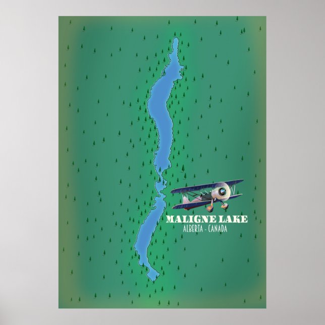 Maligne Lake Alberta Kanadische Seekarte Poster (Vorne)