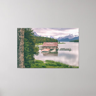 Maligne Lake Boat House Landschaft Leinwanddruck
