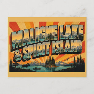 Maligne Lake und Spirit Island AB Vintage Reise A Postkarte