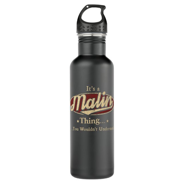MALIN Name Wasser Flasche Geschenk Edelstahlflasche (Vorderseite)