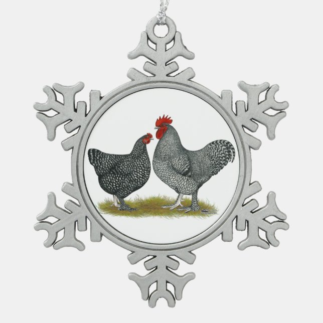 Maline Chickens Schneeflocken Zinn-Ornament (Vorderseite)