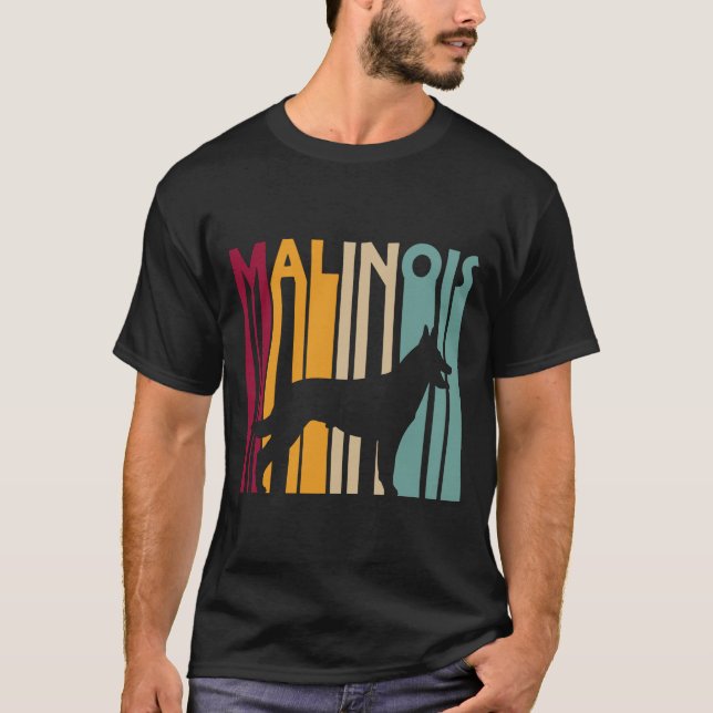 Malinois Belgium Shepherd Retro Style Silhouette T-Shirt (Vorderseite)