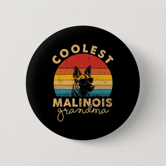 Malinois Coolste Oma-Geschenke für weibliche Hunde Button (Vorderseite)