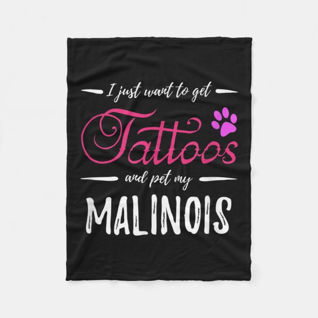 Malinois Dog Lover Tattoo Funny Dog Mama Geschenk  Fleecedecke (Vorderseite)