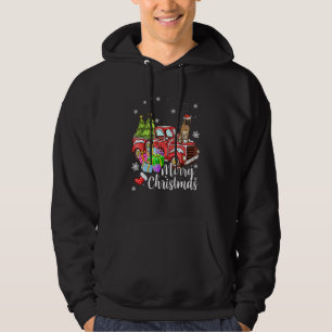 Malinois fährt mit rotem Lastwagen Xmas Frohe Weih Hoodie
