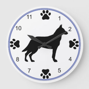 Malinois Silhouette Große Wanduhr