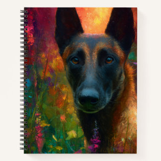 Malinois with Wildflowers Portrait Notizbuch