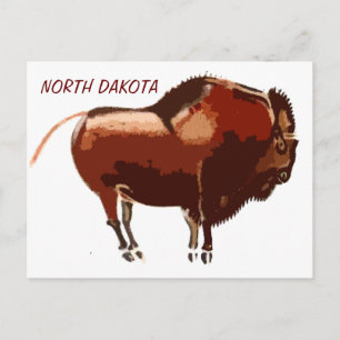 Malkbison North Dakota Postkarte