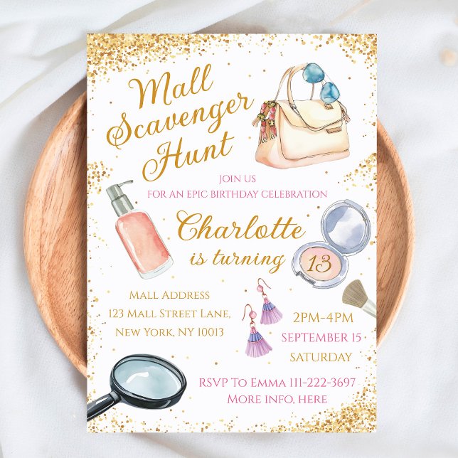 Mall Scavenger Hunt Geburtstag Einladung für Mädch (Von Creator hochgeladen)