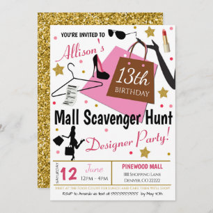 Mall Scavenger Hunt Party Einladung