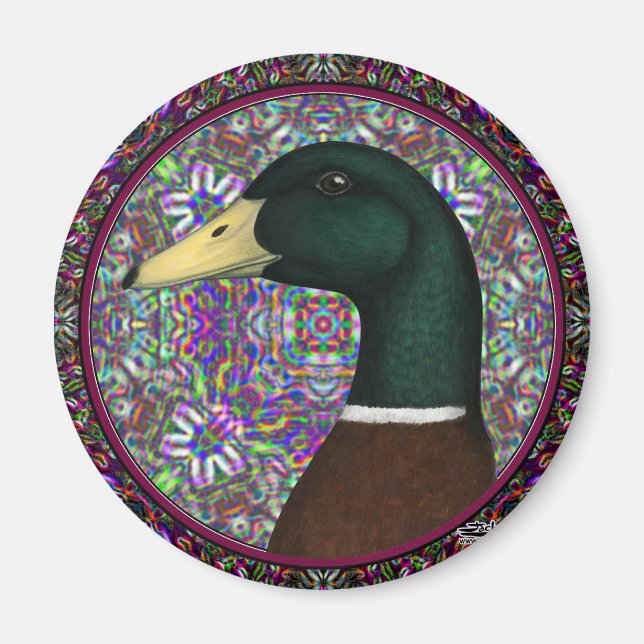 Mallard Drake Mosaic Circle Magnet (Vorne)
