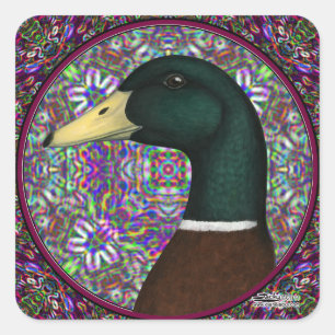 Mallard Drake Mosaic Circle Quadratischer Aufkleber