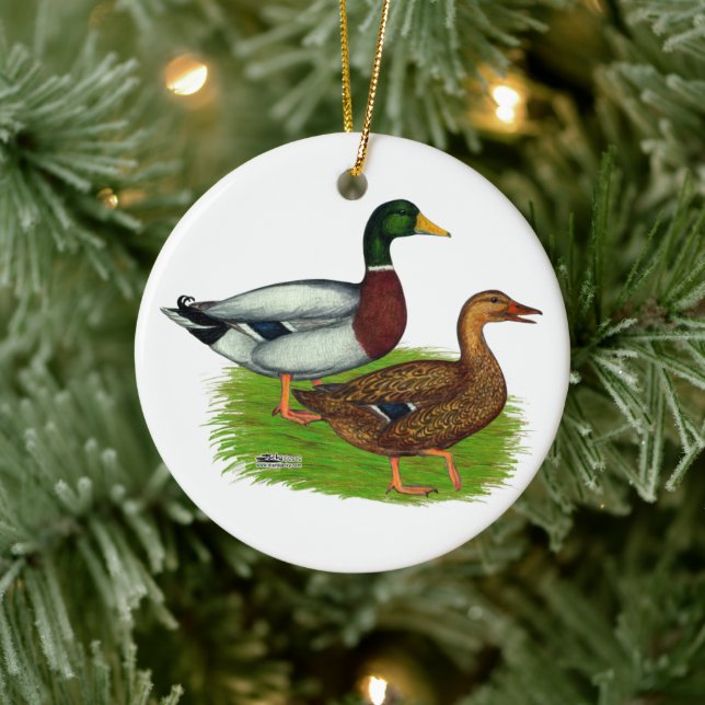 Mallard Drake und Duck Keramik Ornament (Baum)