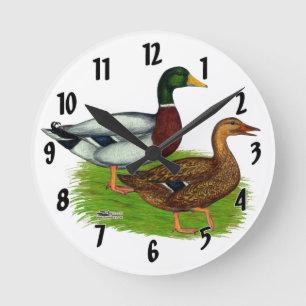 Mallard Drake und Duck Runde Wanduhr