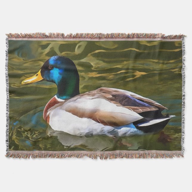 Mallard Duck Artistic Portrait Decke (Vorderseite)
