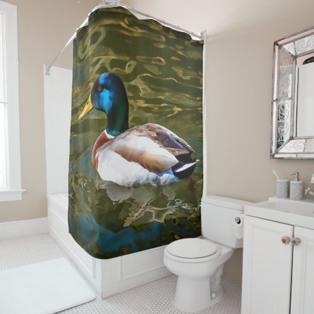 Mallard Duck Artistic Portrait Duschvorhang (Beispiel)