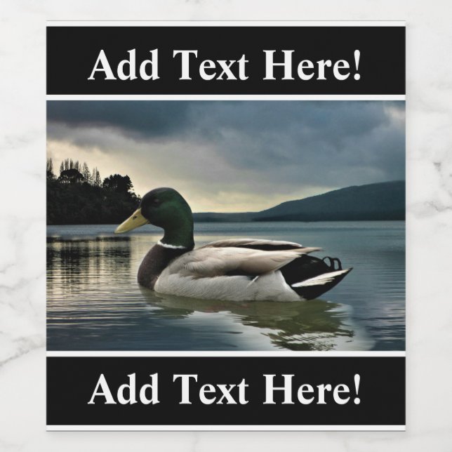 Mallard Duck auf dem Label "Lake Wine" Weinetikett (Einzelnes Label)