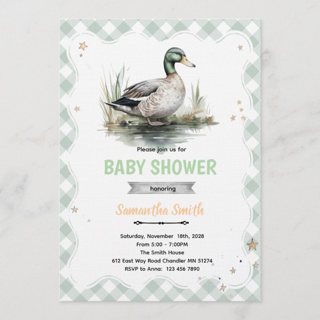 Mallard Duck Baby Shower Invitation Einladung (Vorderseite)