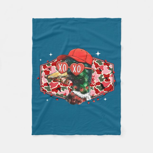 Mallard Duck Camouflage Happy Valentine's Day Hunt Fleecedecke (Vorderseite)