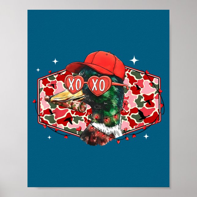 Mallard Duck Camouflage Happy Valentine's Day Hunt Poster (Vorne)