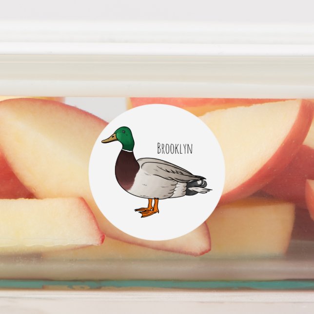 Mallard duck cartoon illustration etiketten (Befestigt)