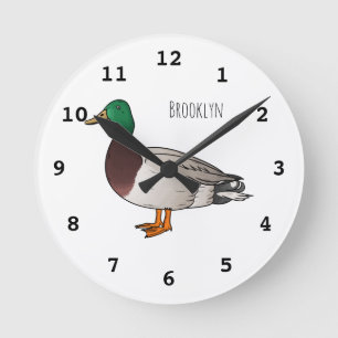 Mallard duck cartoon illustration runde wanduhr