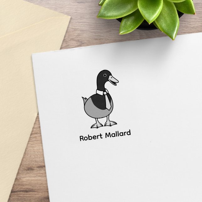 Mallard Duck Collar Necktie Custom Name 1x1 Gummistempel (Von Creator hochgeladen)