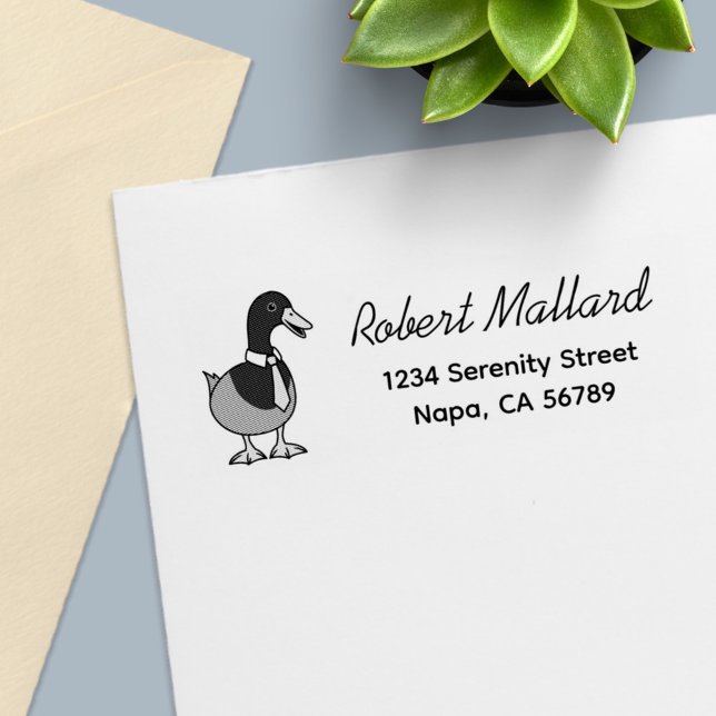 Mallard Duck Collar Necktie Return Address Permastempel (Von Creator hochgeladen)