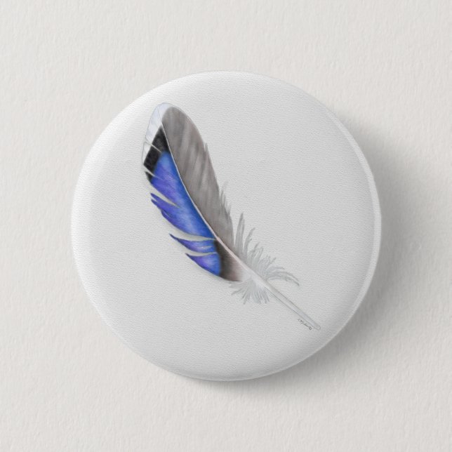 Mallard Duck Feather Watercolor Button (Vorderseite)