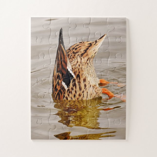 Mallard Duck Füttre unter Wasser Puzzle (Vertikal)