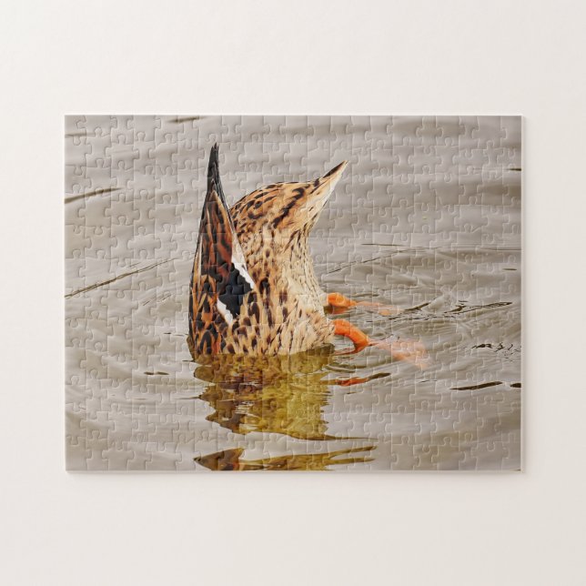 Mallard Duck Füttre unter Wasser Puzzle (Horizontal)