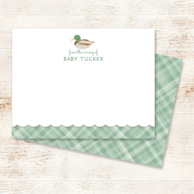 Mallard Duck Green Preppy Kariert Baby Boy Note Ca Mitteilungskarte (Von Creator hochgeladen)