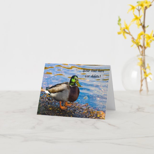 Mallard Duck Grußkarte Karte (Gelbe Blume)