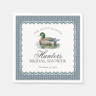 Mallard Duck Hunting Blue Gingham Brautparty Serviette