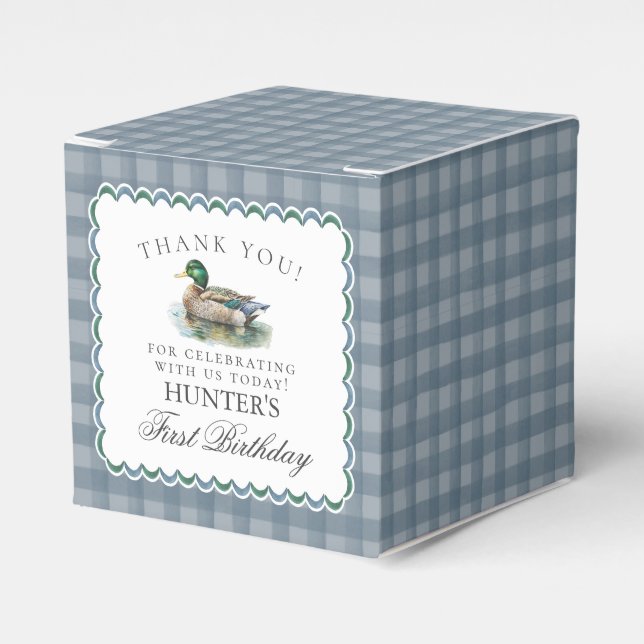 Mallard Duck Hunting Boy Birthday Favor Boxes Geschenkschachtel (Vorderseite)