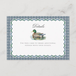 Mallard Duck Hunting Gingham Baby Details Card Begleitkarte