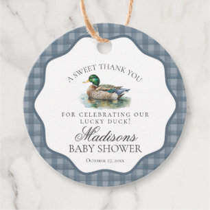Mallard Duck Hunting Gingham Baby Shower Circle Geschenkanhänger