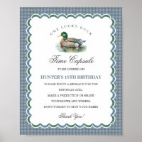 Mallard Duck Hunting Gingham Birthday Time Capsule