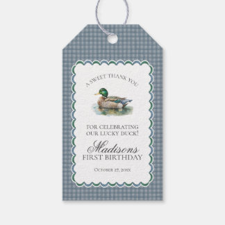 Mallard Duck Hunting Gingham Boy Birthday Favor Geschenkanhänger