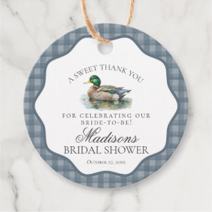 Mallard Duck Hunting Gingham Brautparty Circle Geschenkanhänger