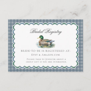 Mallard Duck Hunting Gingham Bridal Registrierungs Begleitkarte