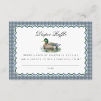 Mallard Duck Hunting Gingham Diaper Raffle Insert