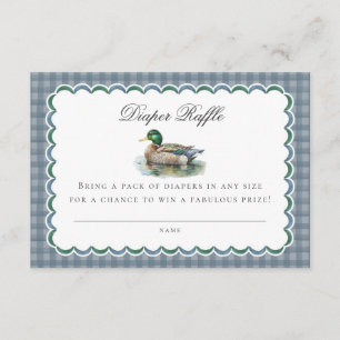 Mallard Duck Hunting Gingham Diaper Raffle Insert