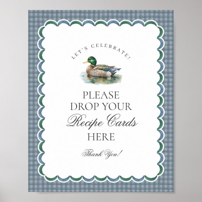 Mallard Duck Hunting Gingham Gemeinsames Rezept Poster (Vorne)