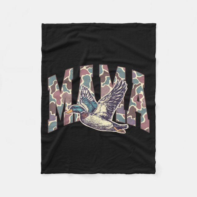 Mallard Duck Hunting Mama Retro Camouflage Daddy M Fleecedecke (Vorderseite)