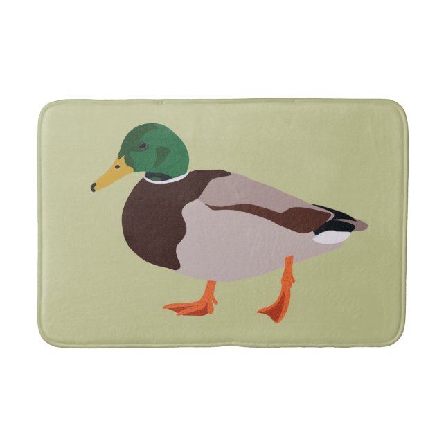 Mallard Duck Illustration Pale Green Badematte (Vorderseite)