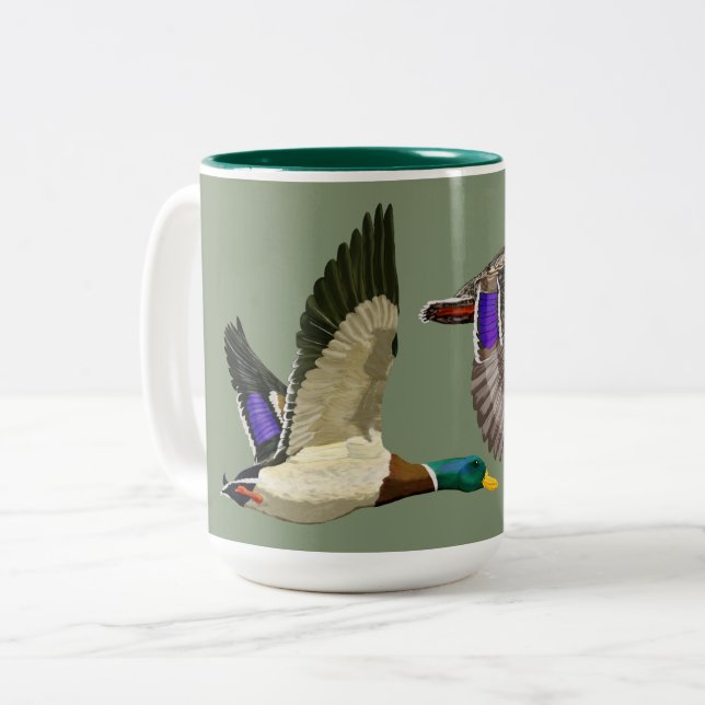 Mallard Duck Lovers Zweifarbige Tasse (Vorderseite Links)