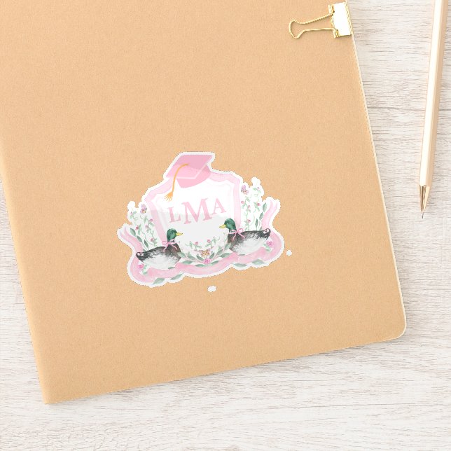 Mallard Duck Monogram Abschluss Wappen Aufkleber (Notizbuch)