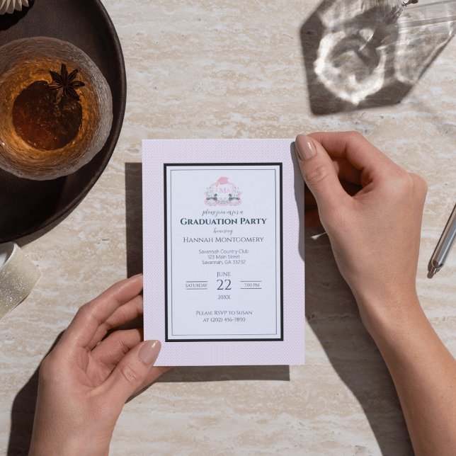 Mallard Duck Monogram Abschluss Wappen Einladung (Von Creator hochgeladen)